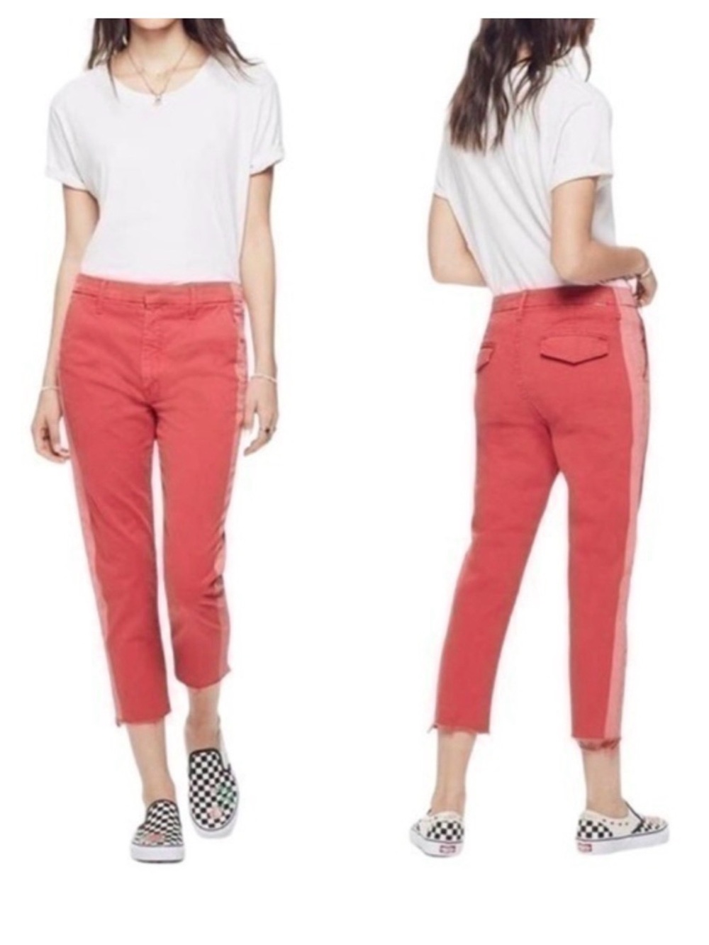 MOTHER The Shaker Prep Fray Red Poppy Crop Jeans Size 27